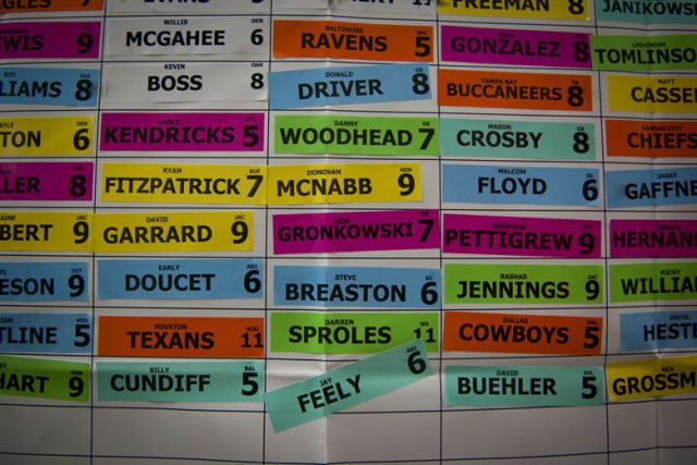 table of players for fantasy football
